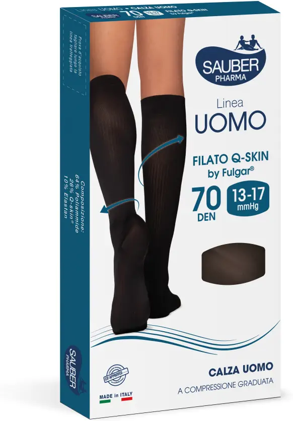 Desa Pharma Calza Uomo Sauber Q-Skin 70 Denari Antracite Taglia M - Compressione Graduata e Traspirabilità per il Benessere delle Gambe