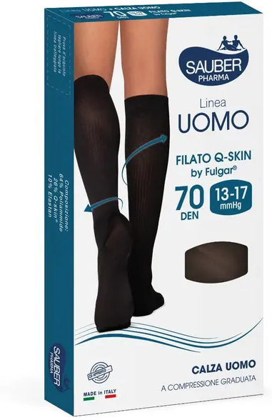 Desa Pharma Calza Uomo Q-Skin 70 Denari Blu Taglia L/XL - Linea Uomo Compressione Graduata