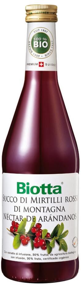 Biotobio Srl Succo Mirtilli Rossi di Montagna 500 ml