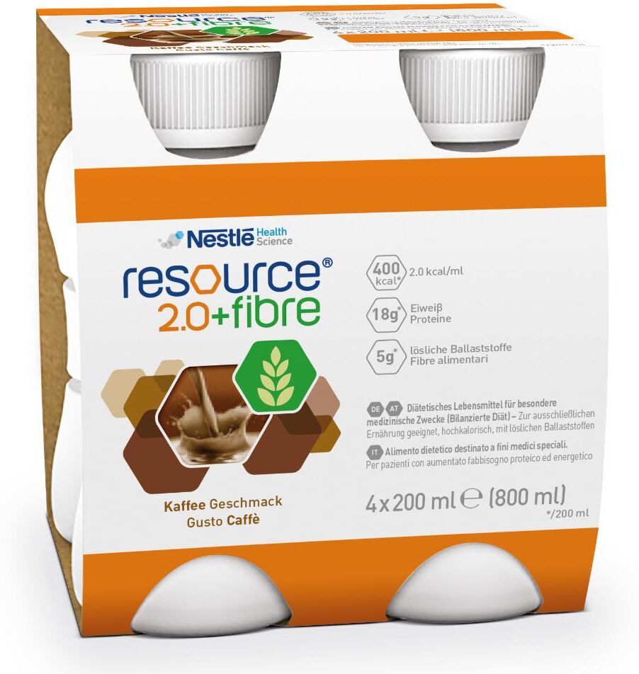 Nestle' It.Spa(Healthcare Nu.) Nestlé - Resource 2.0+ Fibre Caffè 200ml - Integratore Alimentare con Proteine e Fibre