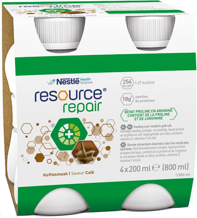 Nestle' It.Spa(Healthcare Nu.) Nestlé - Resource Repair Gusto Caffè 4x200ml - Bevanda Nutrizionale per il Recupero con Gusto Caffè