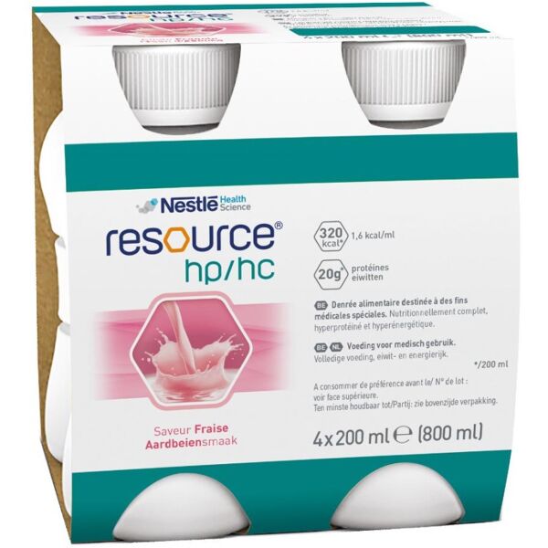 nestle' it.spa(healthcare nu.) nestlé - resource hp/hc gusto fragola 4x200ml - bevanda nutrizionale ad alto contenuto proteico e calorico al gusto di fragola