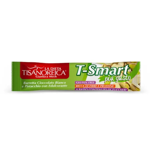 gianluca mech spa tisanoreica t-smart barretta pistacchio 35g - barretta snack cioccolato bianco e pistacchio