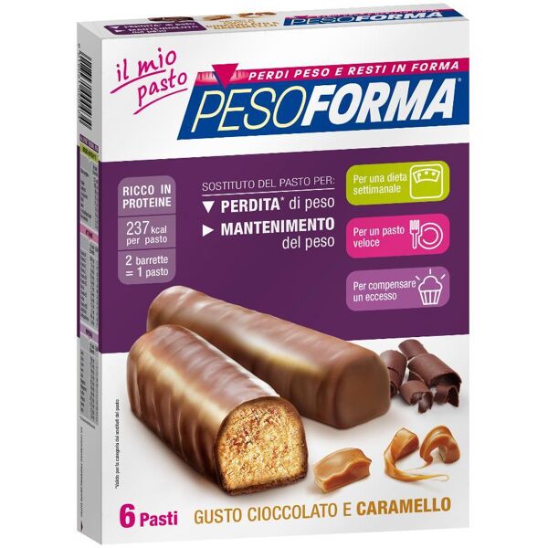 nutrition & sante' italia spa pesoforma - barrette cioccolato caramello 12 pezzi