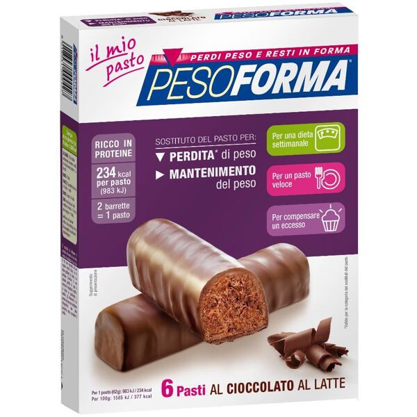 nutrition & sante' italia spa pesoforma - barrette cioccolato latte 12 pezzi