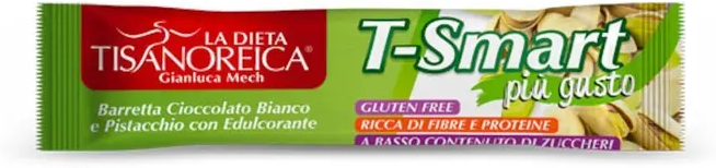 gianluca mech spa tisanoreica t-smart barretta pistacchio 35g - barretta snack cioccolato bianco e pistacchio