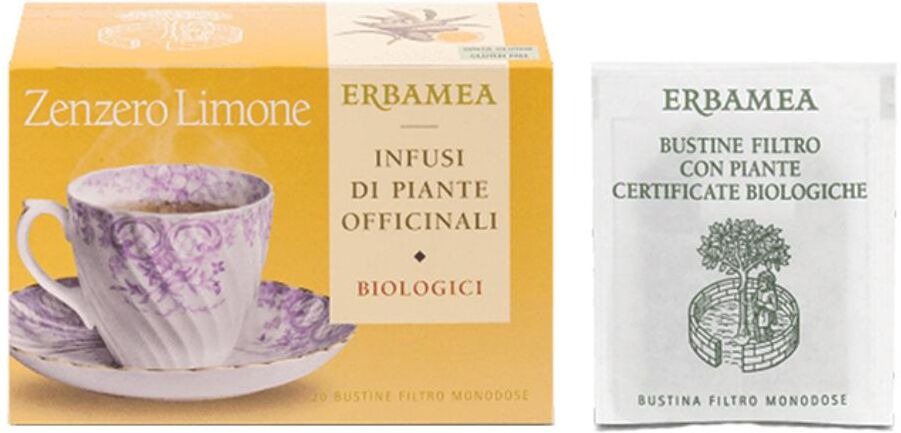 erbamea srl tisana zenzero limone bio - infusi di piante officinali 20 bustine - gusto rinfrescante