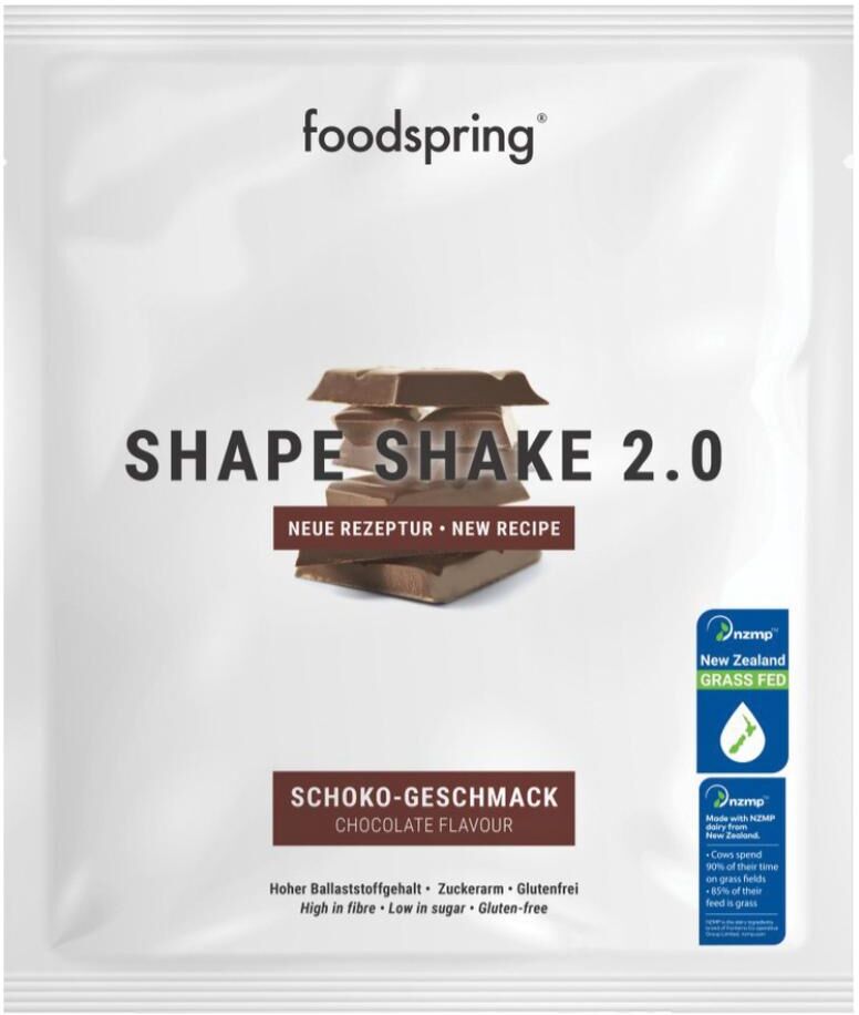 food spring gmbh foodspring shape shake 2.0 cioccolato monodose 60g - alimento proteico sostitutivo pasto