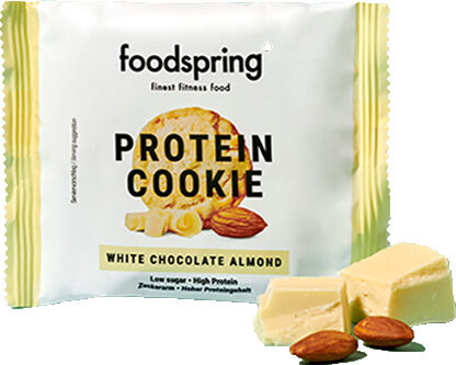 Foodspring Gmbh Foodspring Protein Cookie 50g Gusto Cioccolato Bianco e Mandorle - Uno Snack Dolce e Proteico Irresistibile