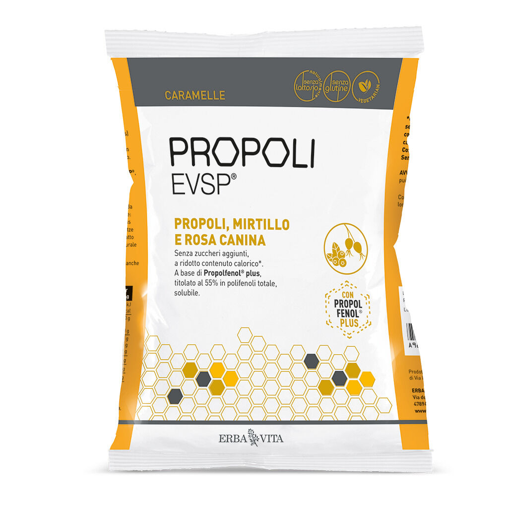 Erba Vita - Caramelle Propoli Evsp Gusto Mirtillo E Rosa Canina 65g