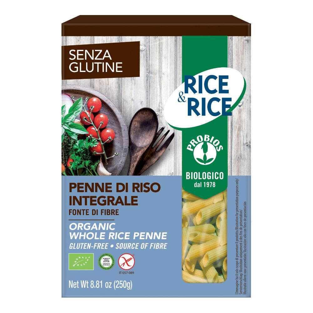 Probios Spa Societa' Benefit RICE &amp; RICE Pasta Riso Integrale Penne 250g