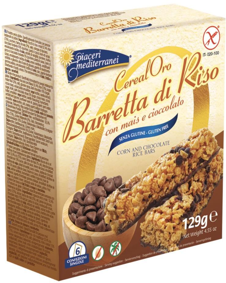 PIACERI MEDITERRANEI Barretta Riso Mais Cioccolata  129g