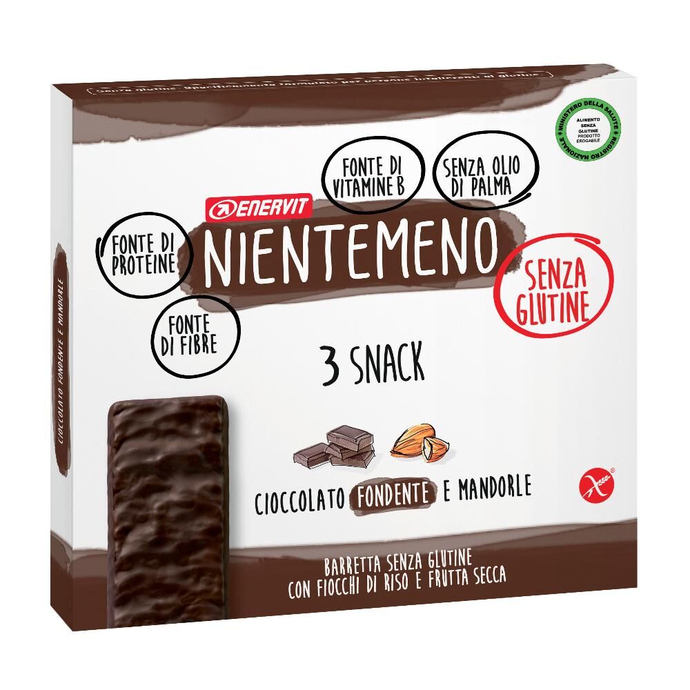 Enervit Nientemeno Cioccolato Fondente e Mandorle 3 Barrette da 33 g