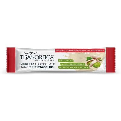 GIANLUCA MECH Srl Tisanoreica Gianluca Mech Barretta Cioccolato Bianco e Pistacchio, Snack Proteico, 35g GIANLUCA MECH Srl Tisanoreica Gianluca Mech Barretta Cioccolato Bianco e Pistacchio, Snack Proteico, 35g