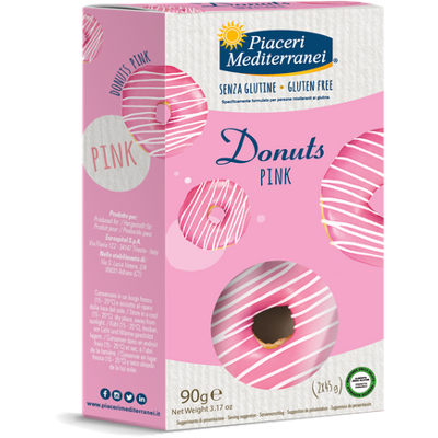 Eurospital Spa Piaceri Mediterranei Donuts Pink 90g - Senza glutine Eurospital Spa Piaceri Mediterranei Donuts Pink 90g - Senza glutine