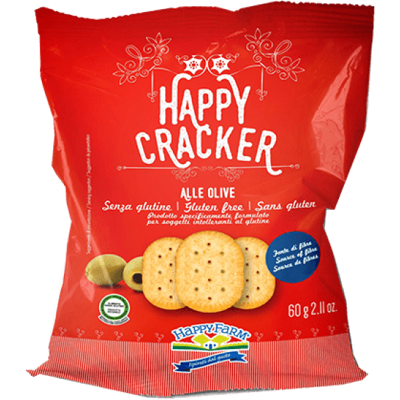 Cracker alle Olive Happy Farm - Snack Senza Glutine con Gusto di Oliva Cracker alle Olive Happy Farm - Snack Senza Glutine con Gusto di Oliva