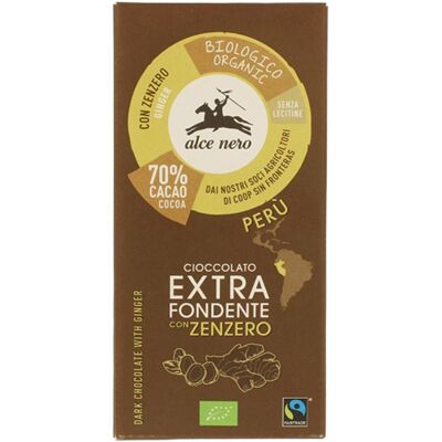 Alce Nero Cioccolato Fondente 70% con Zenzero - Tavoletta Alce Nero Cioccolato Fondente 70% con Zenzero - Tavoletta