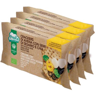 Cracker di avena Panito Probios con sesamo, chia, vegano, senza glutine 4 pezzi Cracker di avena Panito Probios con sesamo, chia, vegano, senza glutine 4 pezzi