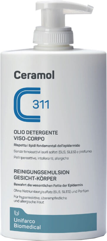 unifarco ceramol 311 olio detergente viso corpo 400ml - delicata pulizia e idratazione