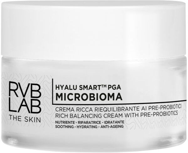 cosmetica srl rvb lab - microbioma crema ricca riequilibrante ai pre-probiotici 50ml, crema viso idratante per una pelle equilibrata