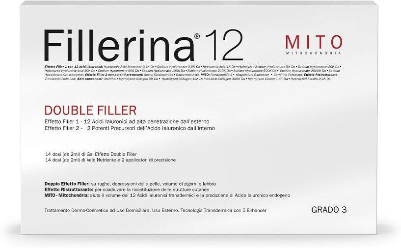 labo international srl fillerina 12 double filler mito grado 3 gel 14 dosi da 2ml + velo 14 dosi da 2ml + 2 applicatori - trattamento anti-età per il riempimento delle rughe e delle linee sottili