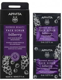 apivita sa apivita - express beauty scrub viso illuminante mirtillo 2 bustine da 8ml - esfoliazione per una pelle luminosa