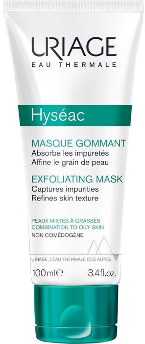 uriage hyséac - maschera esfoliante 100ml, trattamento viso per pelle liscia e purificata