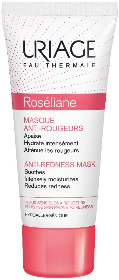 uriage roseliane - maschera anti-arrossamenti 40ml, trattamento lenitivo per pelle sensibile con tendenza all'arrossamento