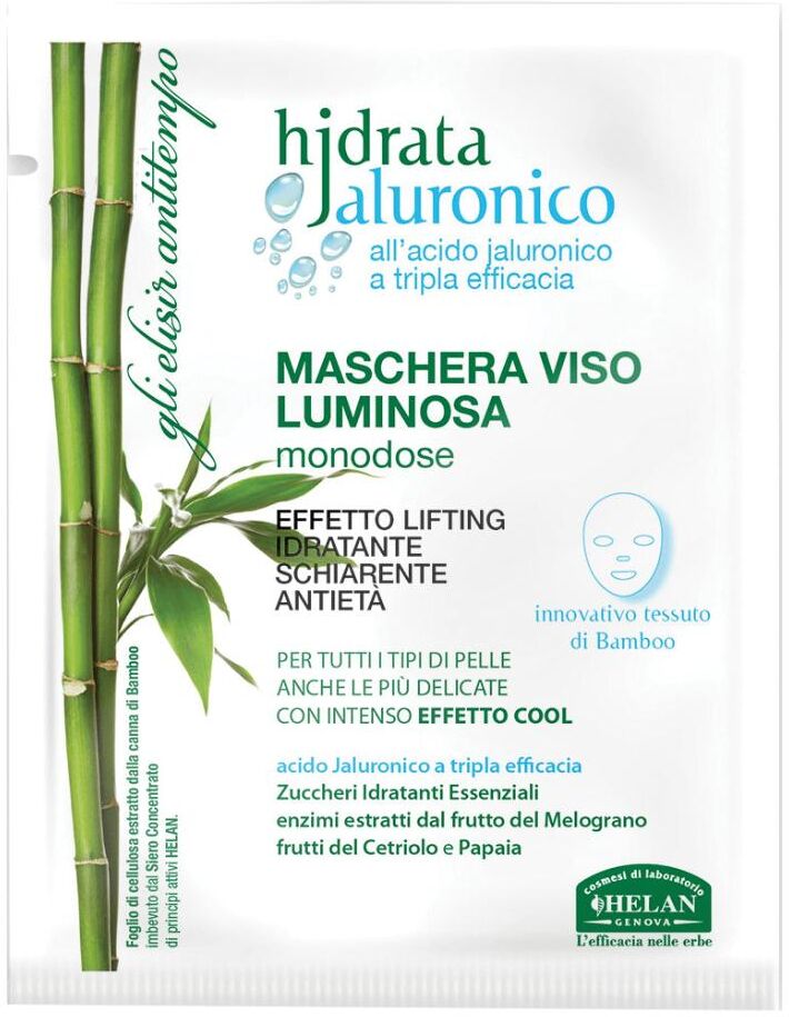 helan cosmesi srl helan hjdrata jaluronico maschera luminosa monodose per il viso 15ml - maschera viso idratante e rigenerante all'acido jaluronico