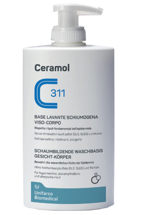 Unifarco Ceramol 311 Base Lavante Schiumogena Viso-Corpo 400ml - Delicata Pulizia e Idratazione