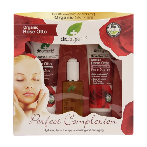 optima naturals srl dr organic - cofanetto rose perfect complexion face 3 pezzi - set viso per una pelle radiante