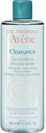 avene cleanance acqua micellare 400ml - soluzione detergente e struccante per una pelle pulita e fresca