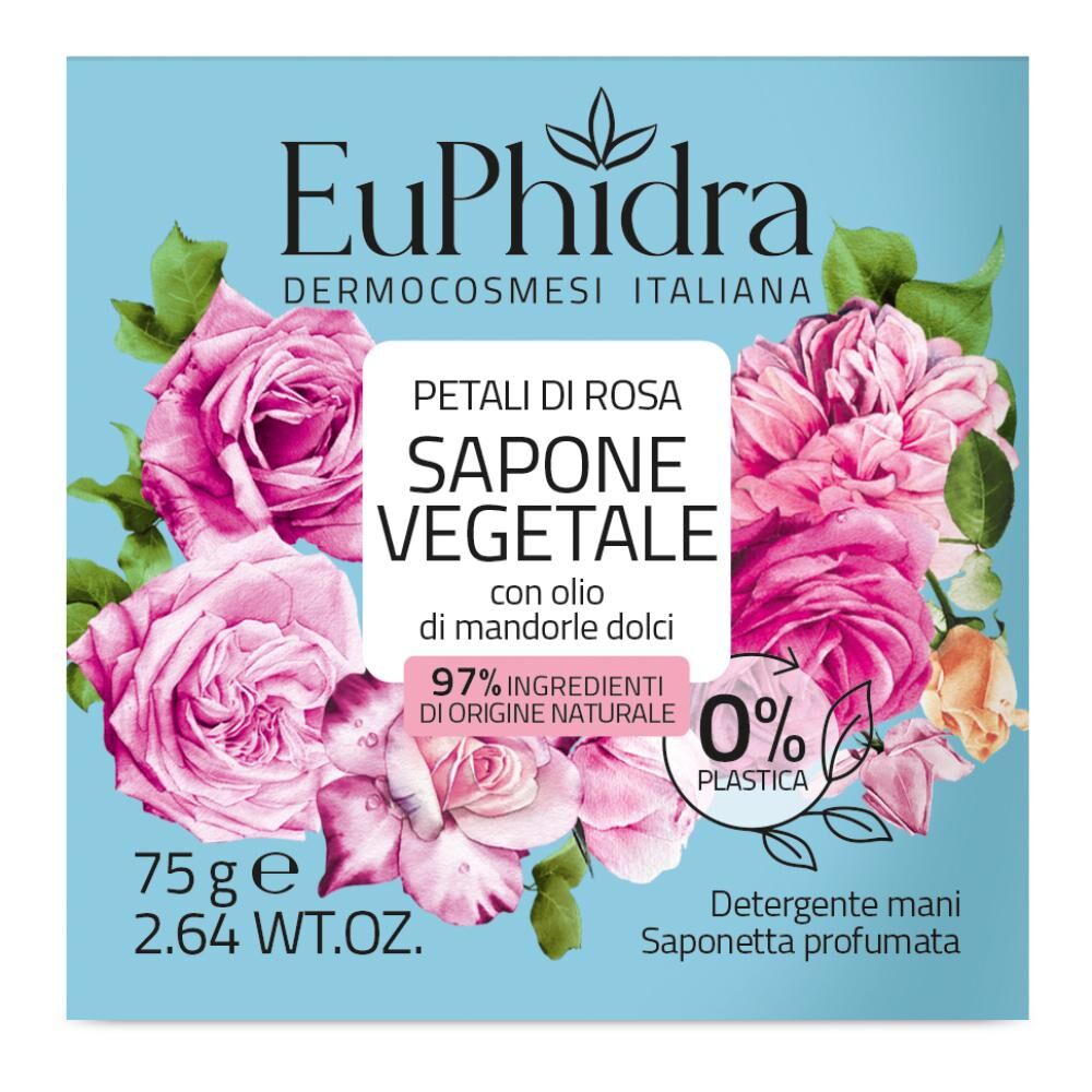 Zeta Farmaceutici Spa Euphidra Saponetta Vegetale Mani Petali Di Rosa 75g - Sapone Naturale per la Detersione delle Mani