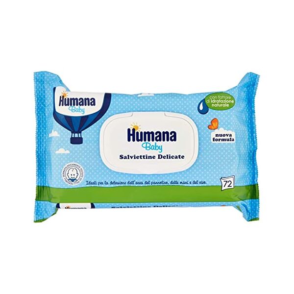 humana italia spa humana baby salviette delicate 72 pezzi - salviettine per il cambio del pannolino, igiene del bambino