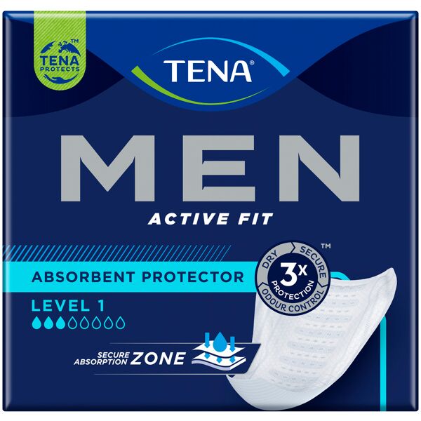 essity italy spa tena men active fit livello 1 - confezione da 12 protezioni maschili per una protezione discreta