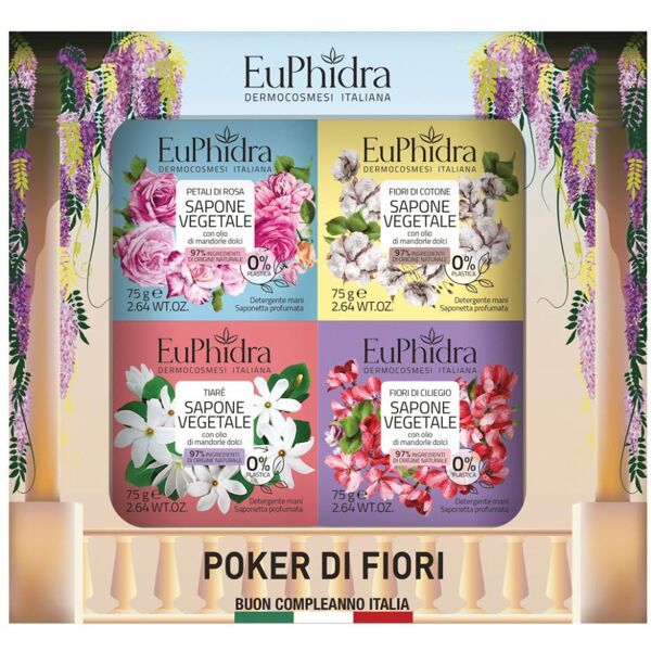 zeta euphidra poker di fiori cofanetto - 4 saponette mani vegetali