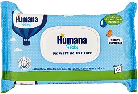 humana italia spa humana baby salviette delicate 72 pezzi - salviettine per il cambio del pannolino, igiene del bambino