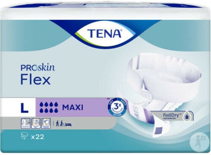 essity italy spa tena flex maxi pannolone a cintura large 22 pezzi - soluzione avanzata per l'incontinenza con tecnologia feeldry advanced