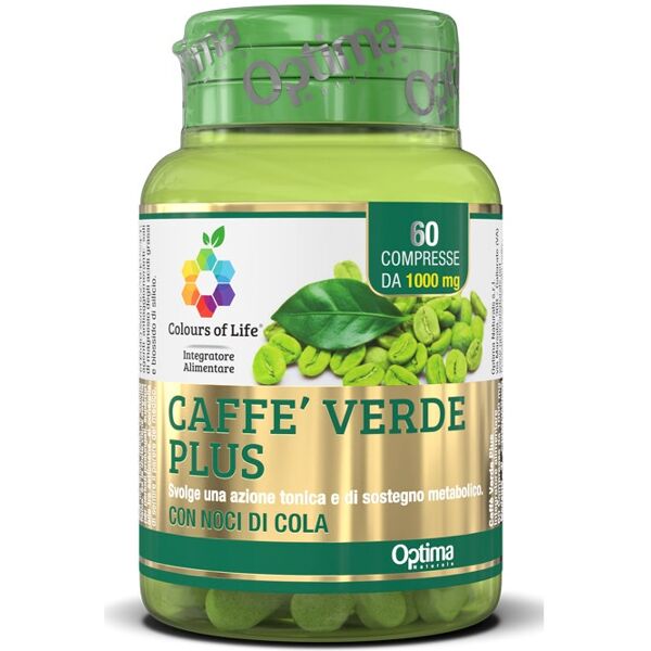 optima naturals srl colours of life - caffè verde plus 60 compresse da 1000 mg - integratore per tono e sostegno metabolico