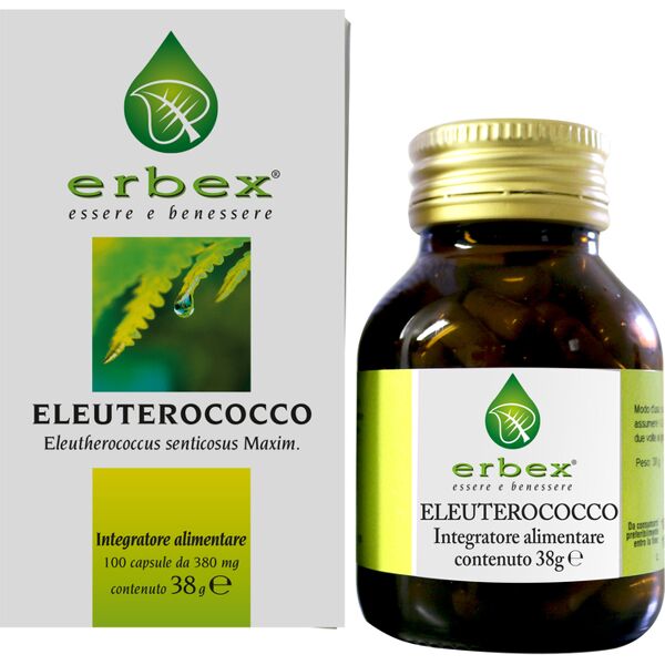 erbex srl erbex - eleuterococco 100 capsule 380mg: integratore alimentare per difese naturali e funzioni cognitive