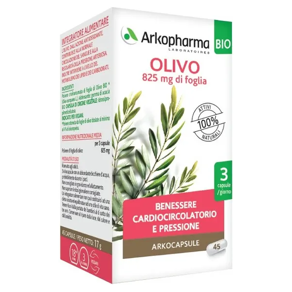 arkofarm srl arkopharma olivo bio 45 capsule - integratore alimentare per il benessere cardiovascolare