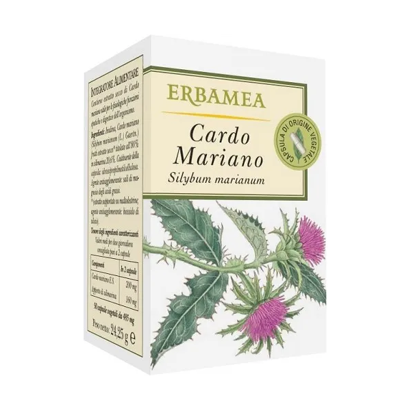 erbamea srl cardo mariano 50 opercoli - integratore naturale per la tua salute epatica - scopri i benefici del cardo mariano