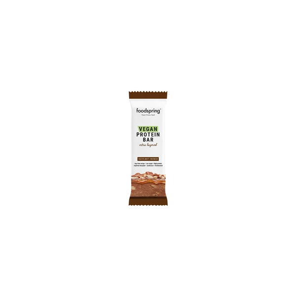 foodspring gmbh foodspring vegan protein bar extra layered 45g gusto nocciola croccante - soddisfa la tua golosità in modo sano