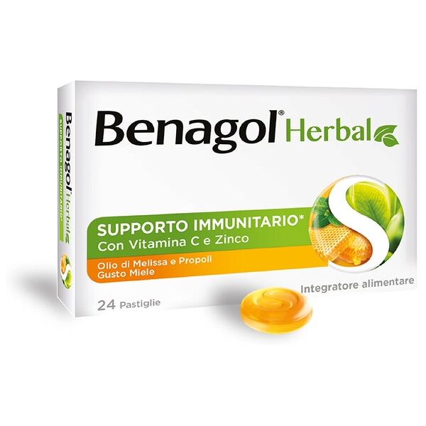 reckitt benckiser benagol herbal - 24 pastiglie gusto miele, integratore naturale per la gola