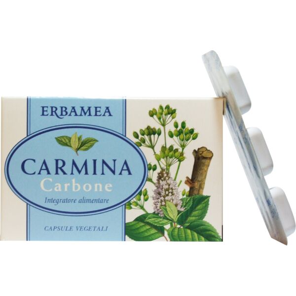 erbamea srl carmina carbone - integratore per l’eliminazione dei gas intestinali 24 capsule