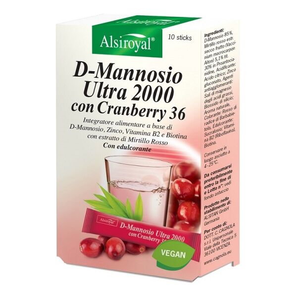 dr cagnola d-mannosio ultra 2000 cranberry 10 stick - integratore per la salute delle vie urinarie