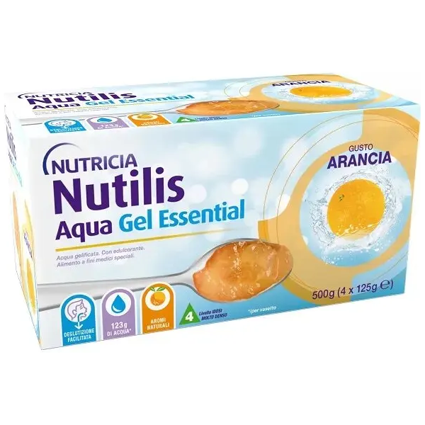 danone nutricia spa soc.ben. nutricia nutilis aqua essential gel arancia 4x125g - alimento per disfagia