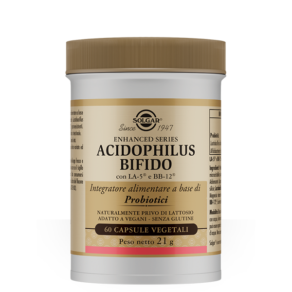 solgar it. multinutrient spa solgar - acidophilus bifido 60 capsule vegetali - integratore probiotico per la salute intestinale