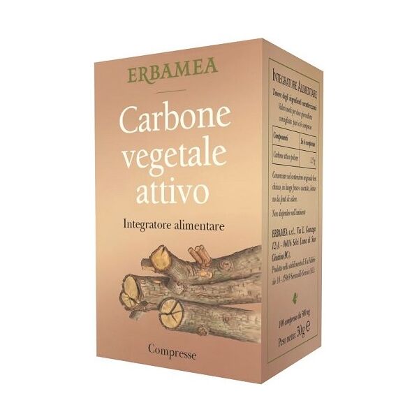 erbamea srl erbamea - carbone vegetale attivo 100 compresse - integratore per la detox e il benessere digestivo