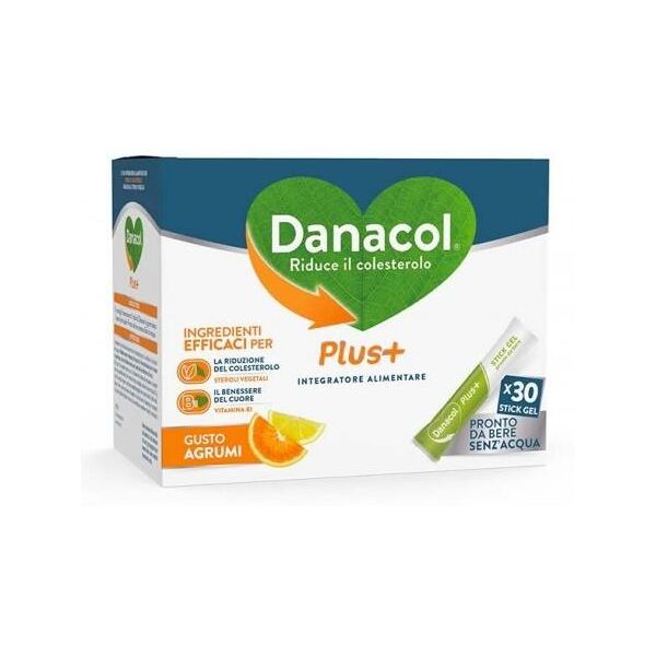 danone nutricia spa soc.ben. danacol plus+ 30 stick gel da 15ml gusto agrumi - integratore per il benessere cardiaco